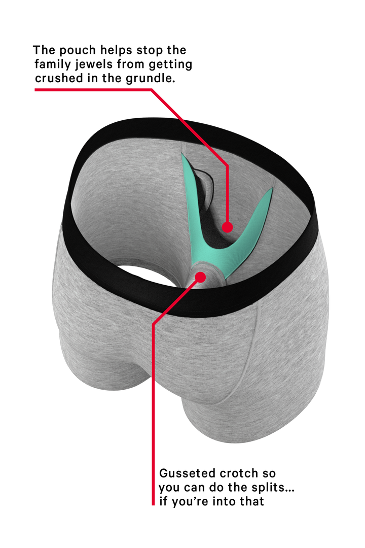 Intramural Champ: Heathered Grey Ball Hammock® Pouch Boxer Briefs w/ Fly