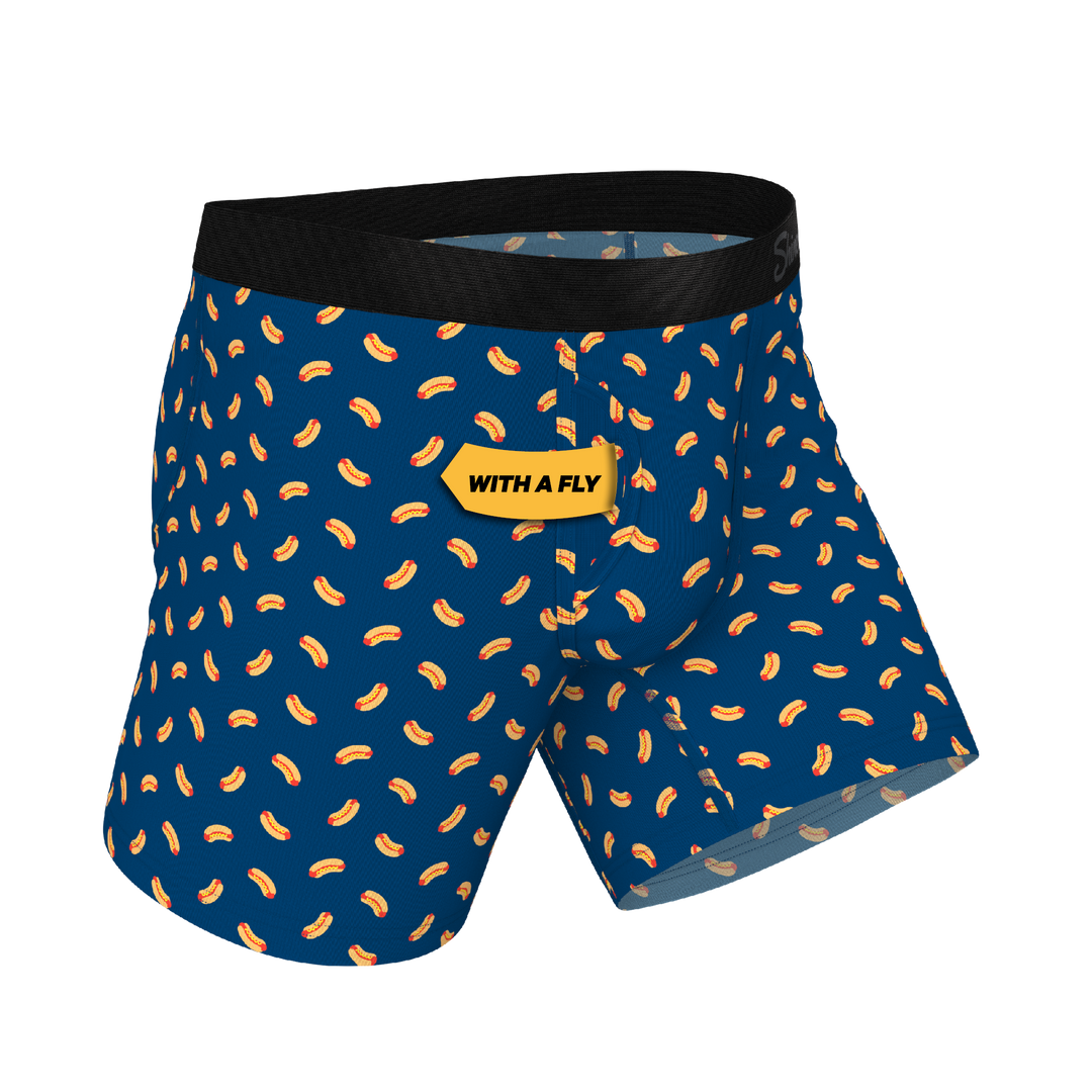 Shinesty "The Itty Bitty Buns" Hotdog Ball Hammock® Pouch Boxer Briefs with Fly