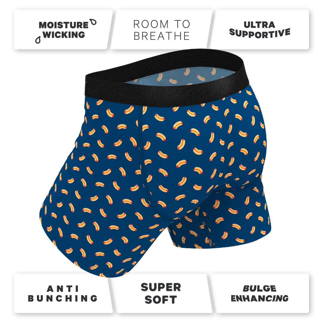 Shinesty "The Itty Bitty Buns" Hotdog Ball Hammock® Pouch Boxer Briefs with Fly