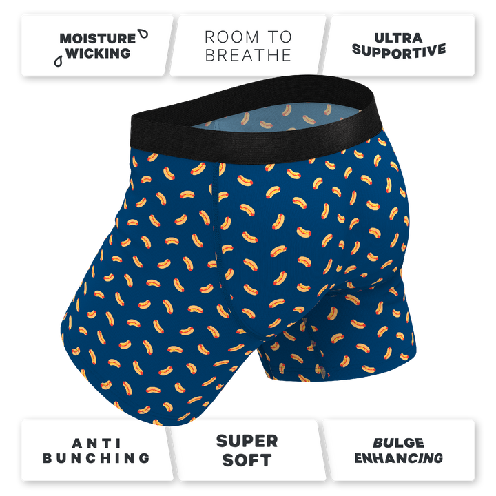 Shinesty "The Itty Bitty Buns" Hotdog Ball Hammock® Pouch Boxer Briefs with Fly