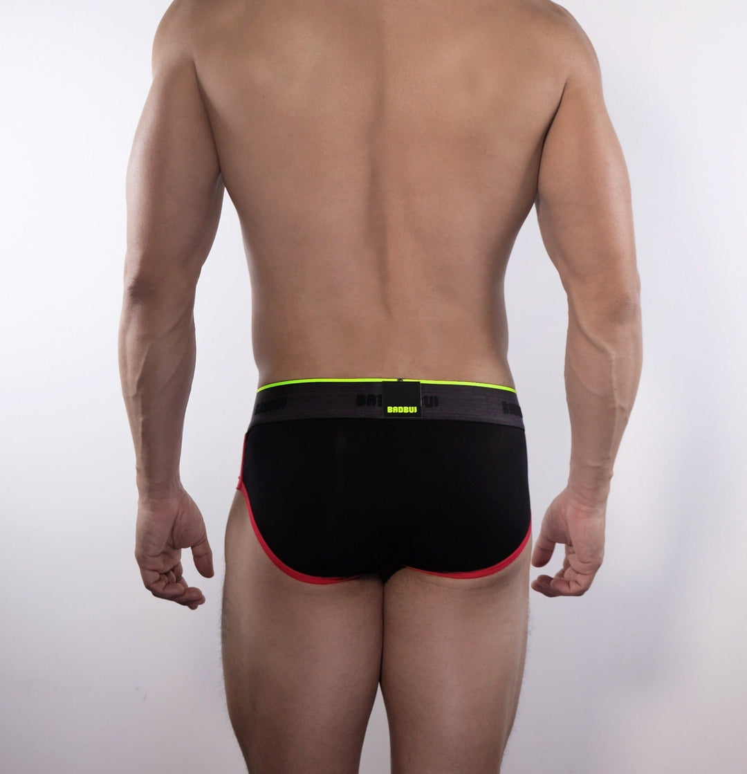 BADBUI Micro Modal Flex Brief Colorblock in fire jet – men's micro modal colorblock no-binding brief