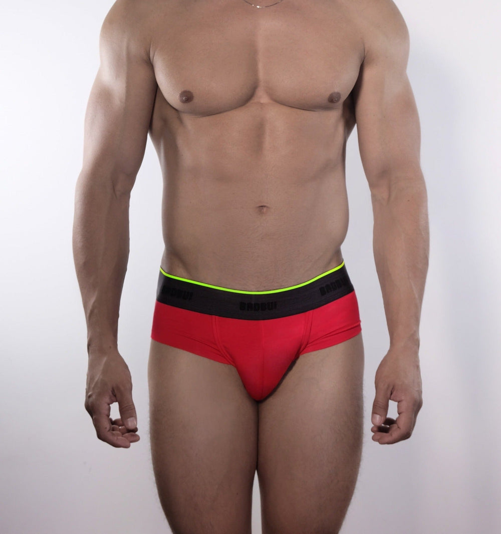 BADBUI Micro Modal Flex Brief Colorblock in fire jet – men's micro modal colorblock no-binding brief