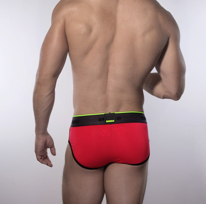 BADBUI Micro Modal Flex Brief Colorblock in jet fire – men's micro modal colorblock no-binding brief
