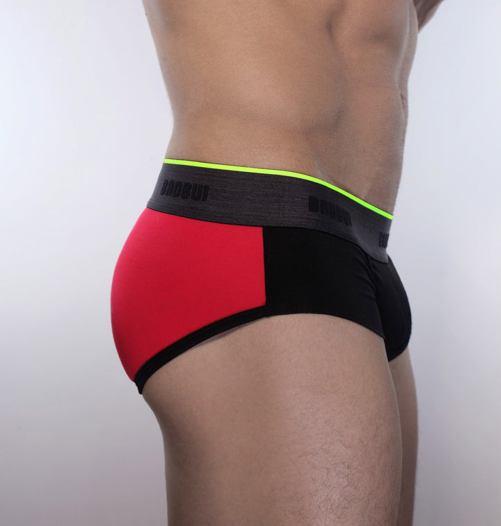 BADBUI Micro Modal Flex Brief Colorblock in jet fire – men's micro modal colorblock no-binding brief