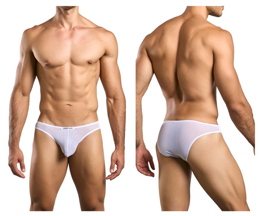 CandyMan JUSTIN+SIMON XSJ01 Classic Men's Bikini Brief in White Mesh – men's briefs
