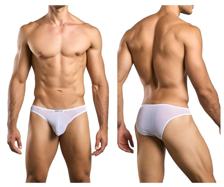 CandyMan JUSTIN+SIMON XSJ01 Classic Men's Bikini Brief in White Mesh – men's briefs