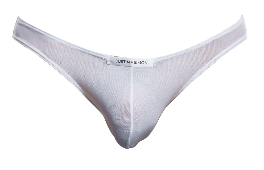 CandyMan JUSTIN+SIMON XSJ01 Classic Men's Bikini Brief in White Mesh – men's briefs