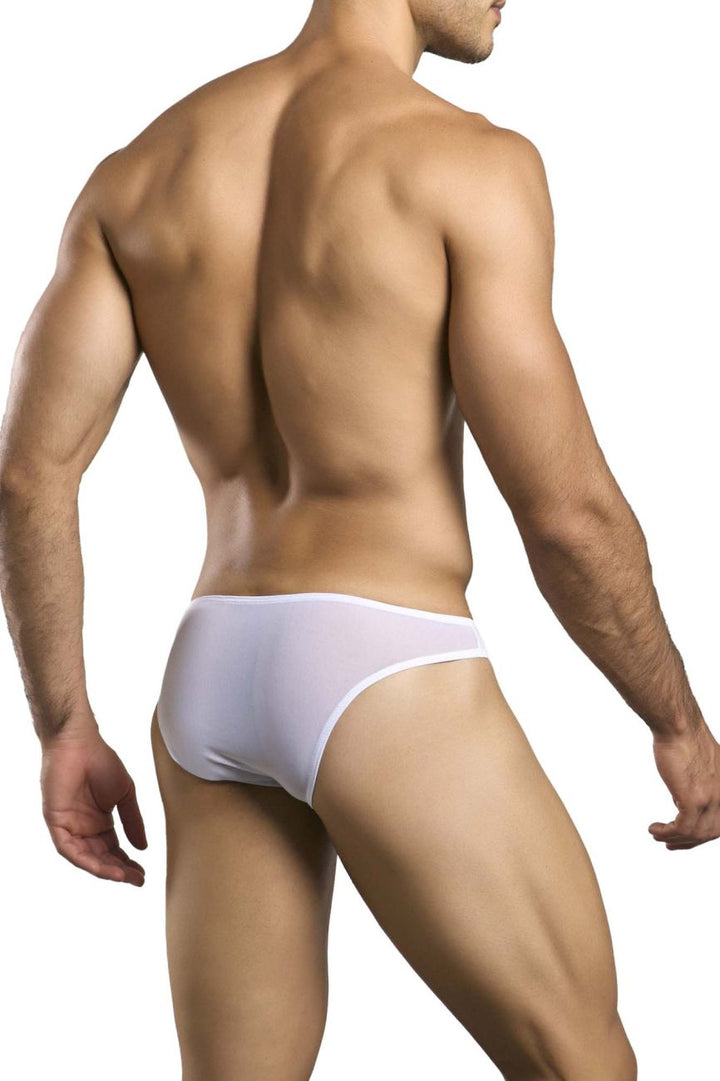 CandyMan JUSTIN+SIMON XSJ01 Classic Men's Bikini Brief in White Mesh – men's briefs