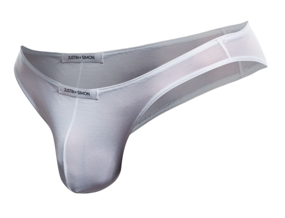 CandyMan JUSTIN+SIMON XSJ01 Classic Men's Bikini Brief in White Mesh – men's briefs