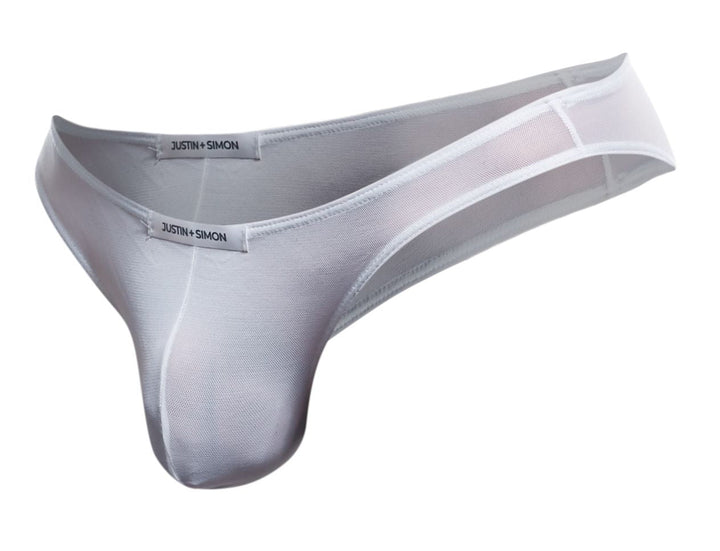 CandyMan JUSTIN+SIMON XSJ01 Classic Men's Bikini Brief in White Mesh – men's briefs