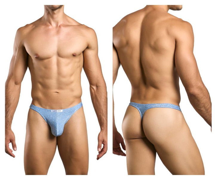 CandyMan JUSTIN+SIMON XSJ03 Classic Men's Thong in Lurex Blue – men's thongs