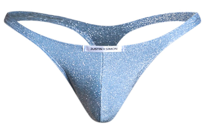 CandyMan JUSTIN+SIMON XSJ03 Classic Men's Thong in Lurex Blue – men's thongs