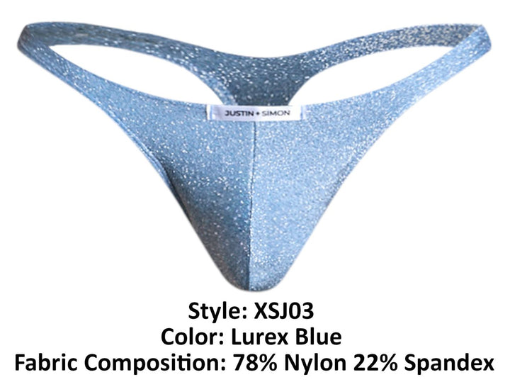 CandyMan JUSTIN+SIMON XSJ03 Classic Men's Thong in Lurex Blue – men's thongs