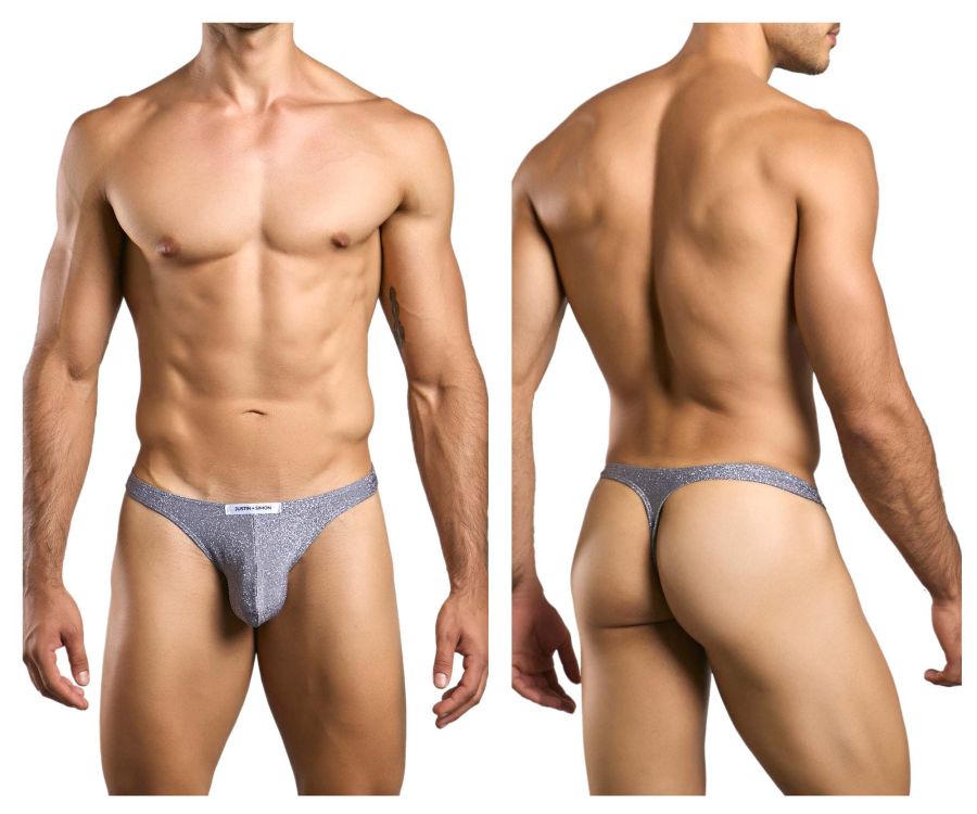 CandyMan JUSTIN+SIMON XSJ03 Classic Men's Thong in Lurex Gray – men's thongs
