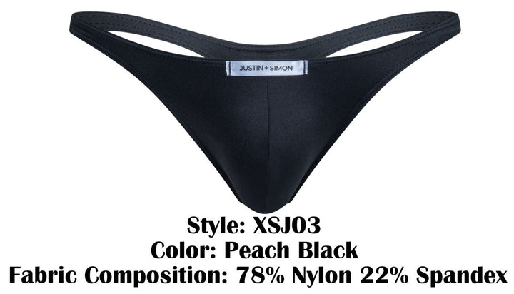 CandyMan JUSTIN+SIMON XSJ03 Classic Men's Thong in Peach Black – men's thongs