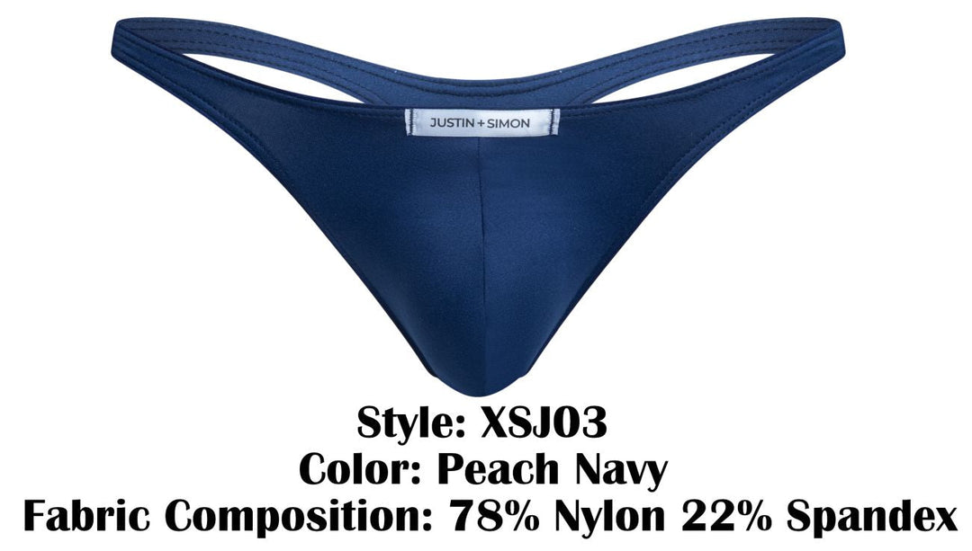 CandyMan JUSTIN+SIMON XSJ03 Classic Men's Thong in Peach Navy – men's thongs