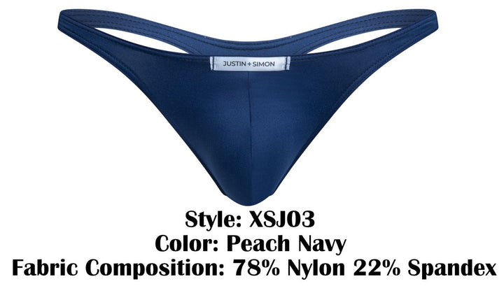 CandyMan JUSTIN+SIMON XSJ03 Classic Men's Thong in Peach Navy – men's thongs