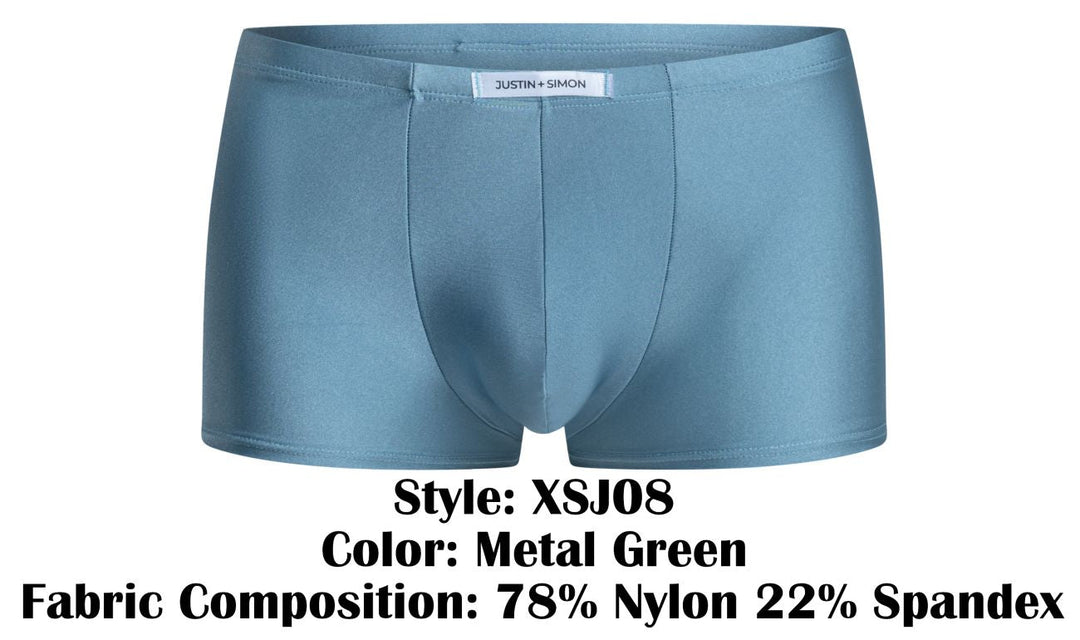 CandyMan JUSTIN+SIMON XSJ08 Classic Boxer Men's Trunk Underwear in Metal Green – men's trunks