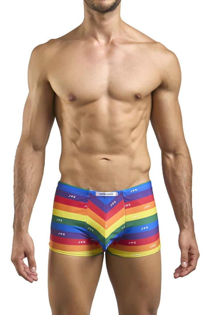 CandyMan JUSTIN+SIMON XSJ08 Classic Boxer Men's Trunk Underwear in Pride Flag – men's trunks