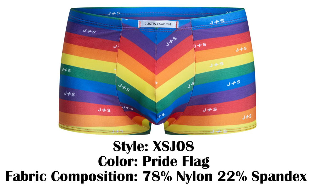 CandyMan JUSTIN+SIMON XSJ08 Classic Boxer Men's Trunk Underwear in Pride Flag – men's trunks
