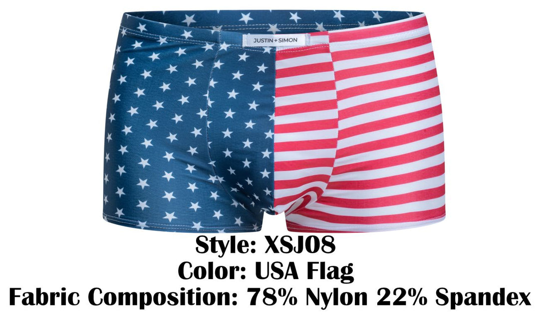 CandyMan JUSTIN+SIMON XSJ08 Classic Boxer Men's Trunk Underwear in Usa Flag – men's trunks
