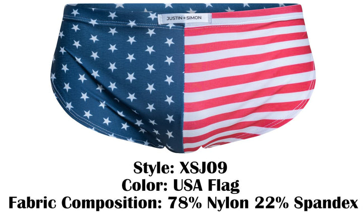 CandyMan JUSTIN+SIMON XSJ09 Running Men's Bikini Brief in Usa Flag – men's briefs