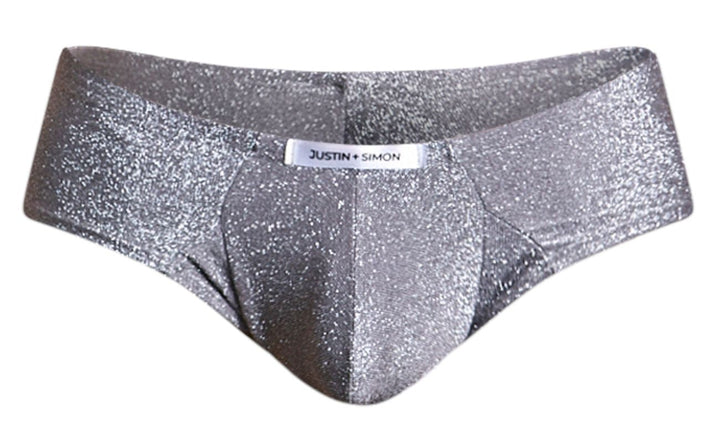 CandyMan JUSTIN+SIMON XSJ22 Cheek Men's Bikini Brief in Lurex Gray – men's briefs