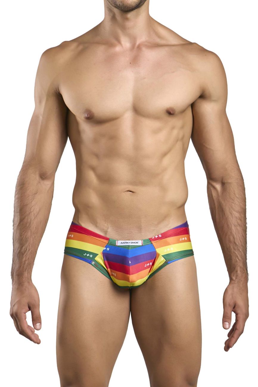 CandyMan JUSTIN+SIMON XSJ22 Cheek Men's Bikini Brief in Pride Flag – men's briefs