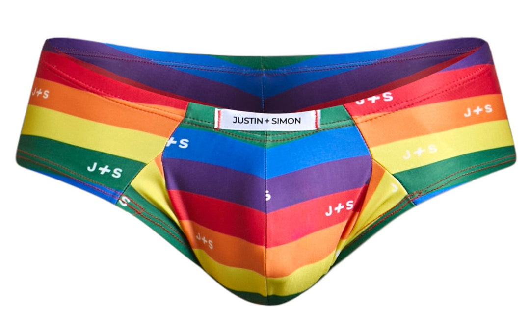 CandyMan JUSTIN+SIMON XSJ22 Cheek Men's Bikini Brief in Pride Flag – men's briefs