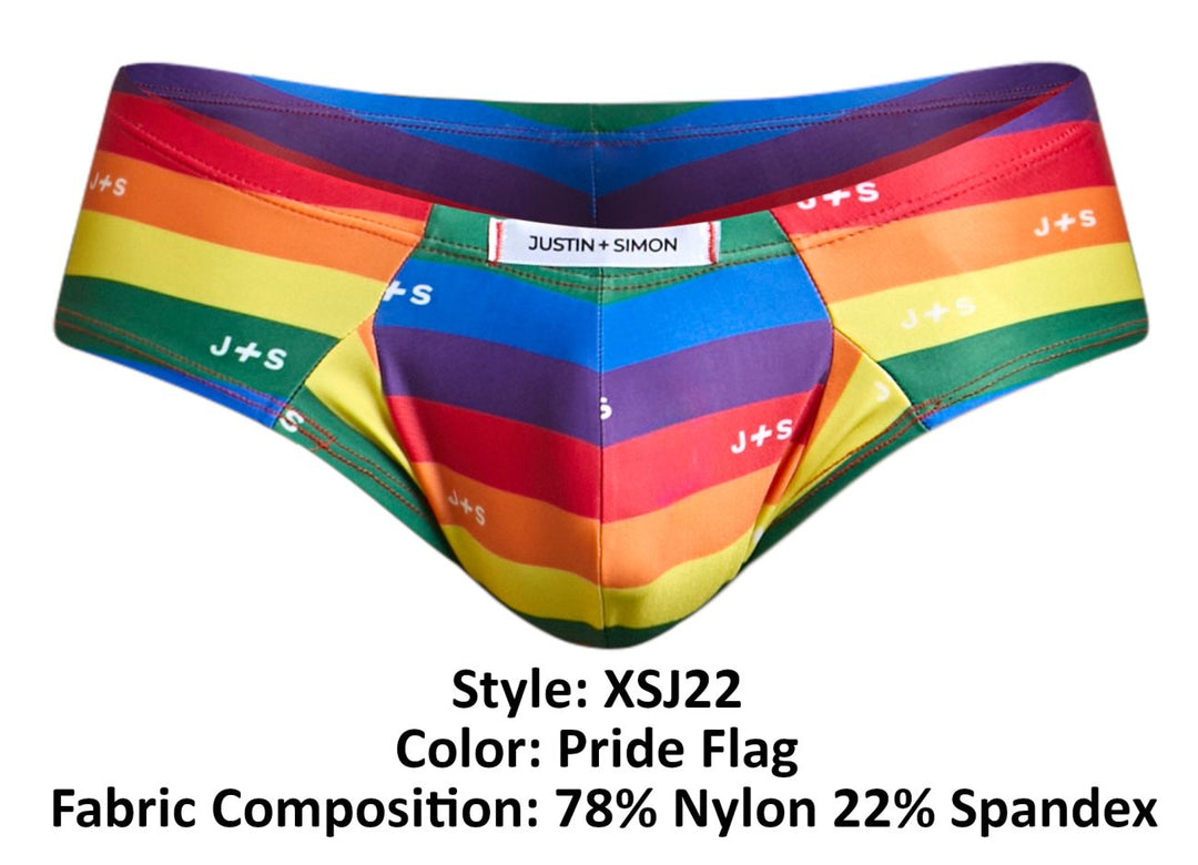 CandyMan JUSTIN+SIMON XSJ22 Cheek Men's Bikini Brief in Pride Flag – men's briefs
