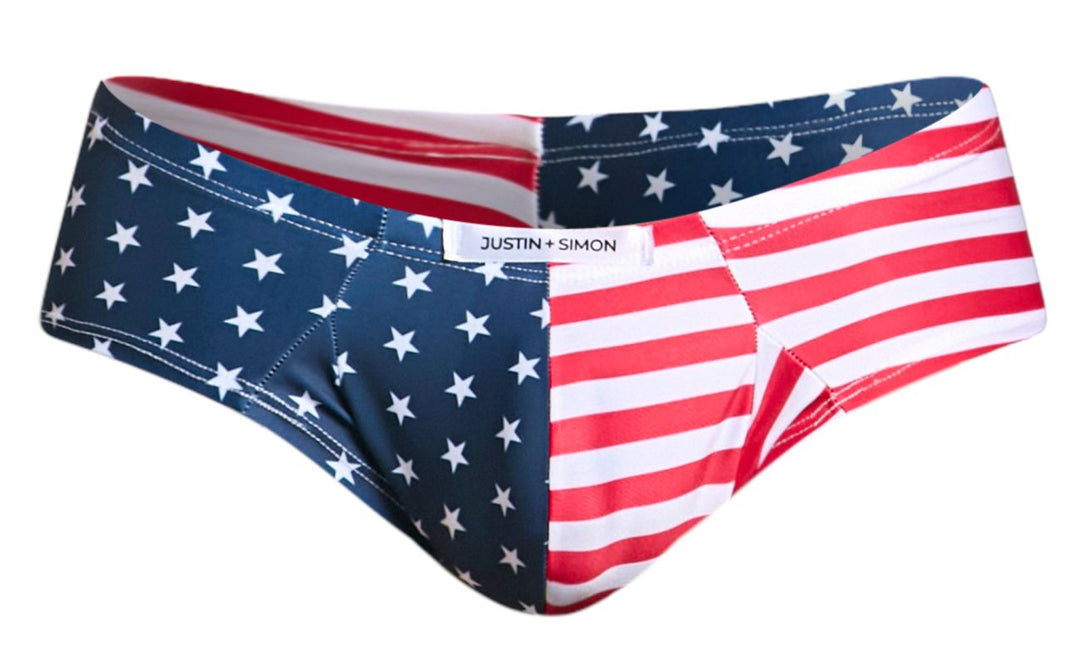 CandyMan JUSTIN+SIMON XSJ22 Cheek Men's Bikini Brief in Usa Flag – men's briefs