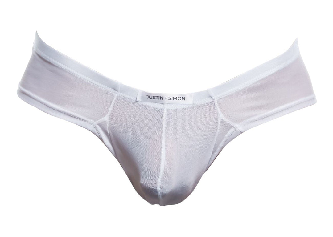 CandyMan JUSTIN+SIMON XSJ22 Cheek Men's Bikini Brief in White Mesh – men's briefs