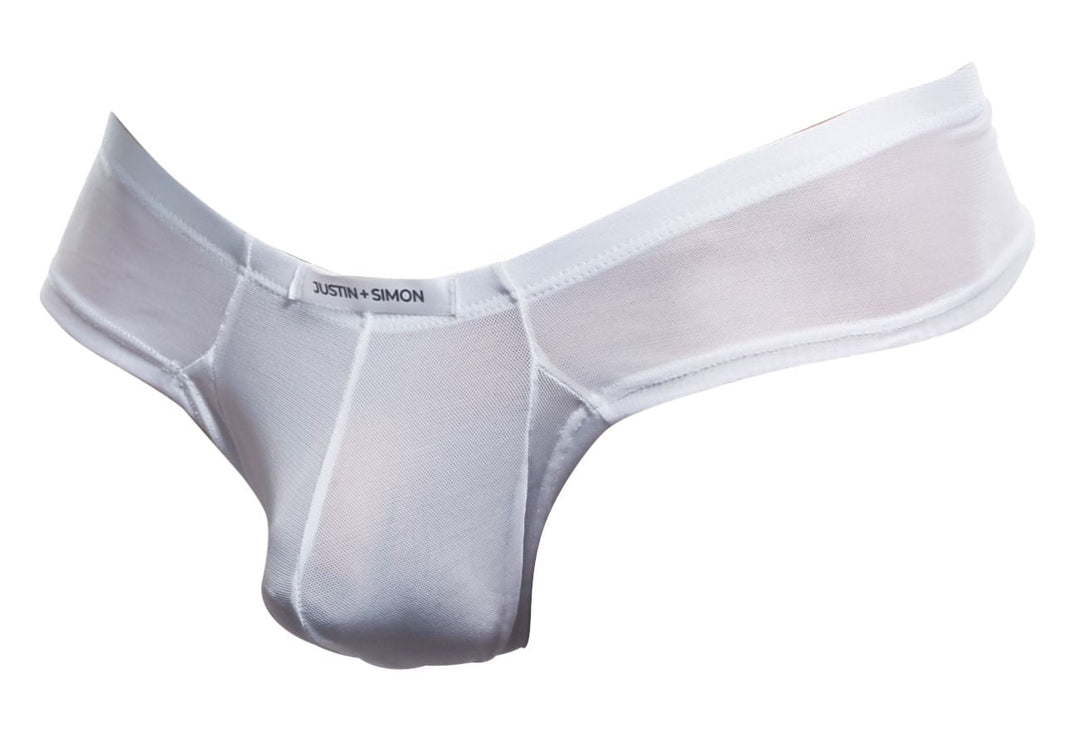 CandyMan JUSTIN+SIMON XSJ22 Cheek Men's Bikini Brief in White Mesh – men's briefs