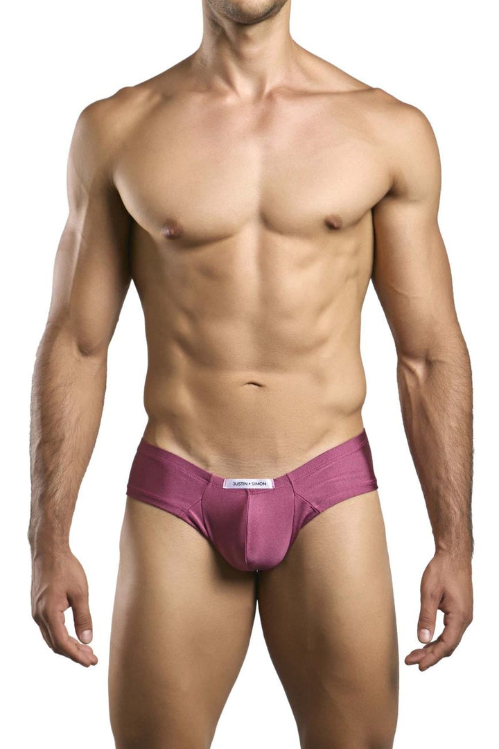 JUSTIN+SIMON Men's Underwear XSJ22 Cheek Briefs Color Wine