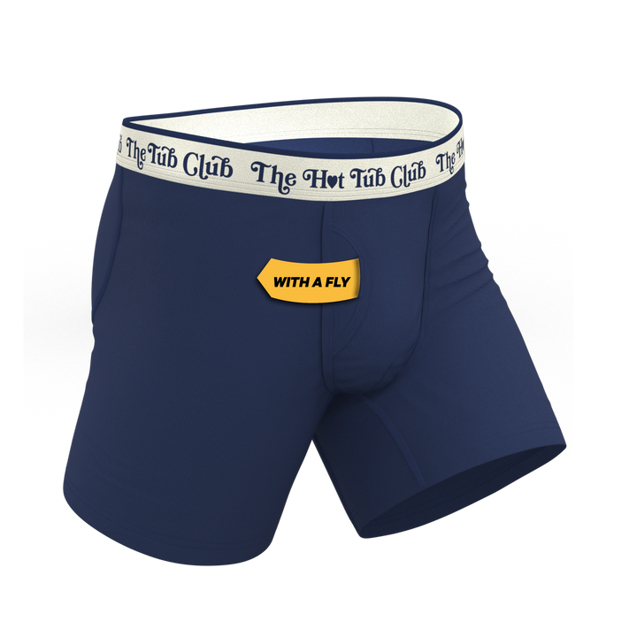 The Jet Set: Hot Tub Club Navy Ball Hammock® Pouch Underwear with Fly