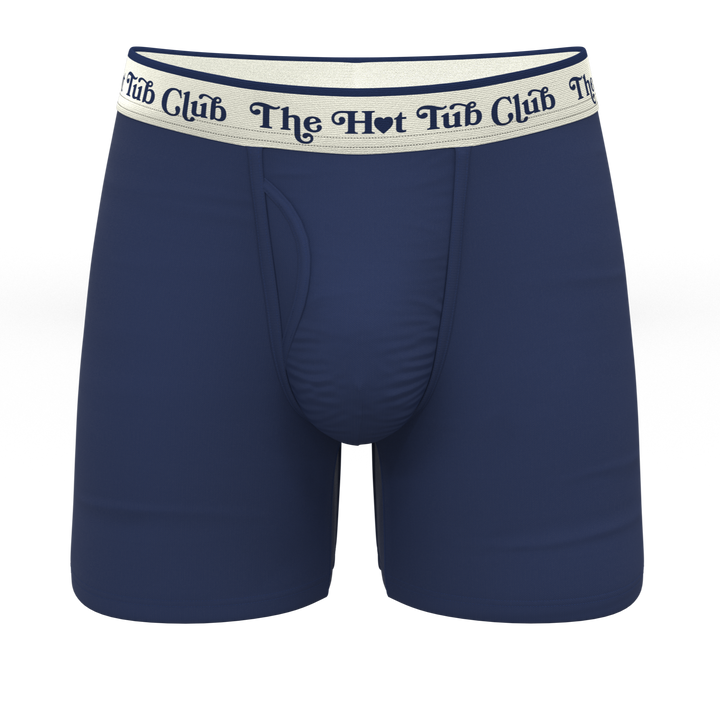The Jet Set: Hot Tub Club Navy Ball Hammock® Pouch Underwear with Fly