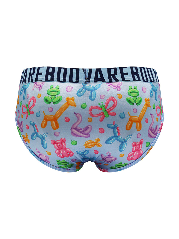 Body Aware Luxe Satin Sport Brief in balloon animal print – men's shiny satin brief