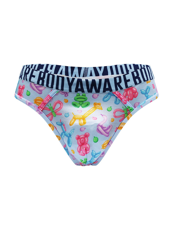 Body Aware Luxe Satin Sport Thong in balloon animal print – men's satin sport thong