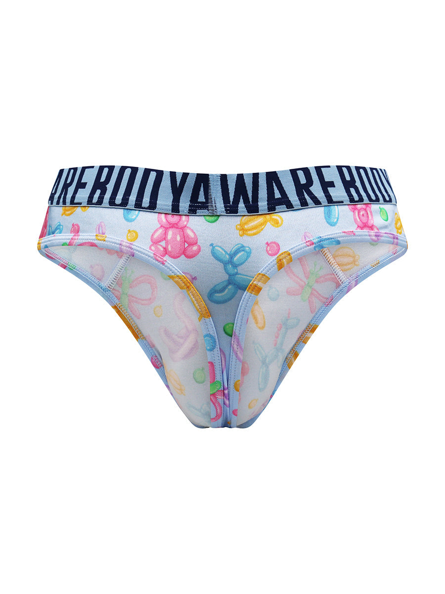Body Aware Luxe Satin Sport Thong in balloon animal print – men's satin sport thong