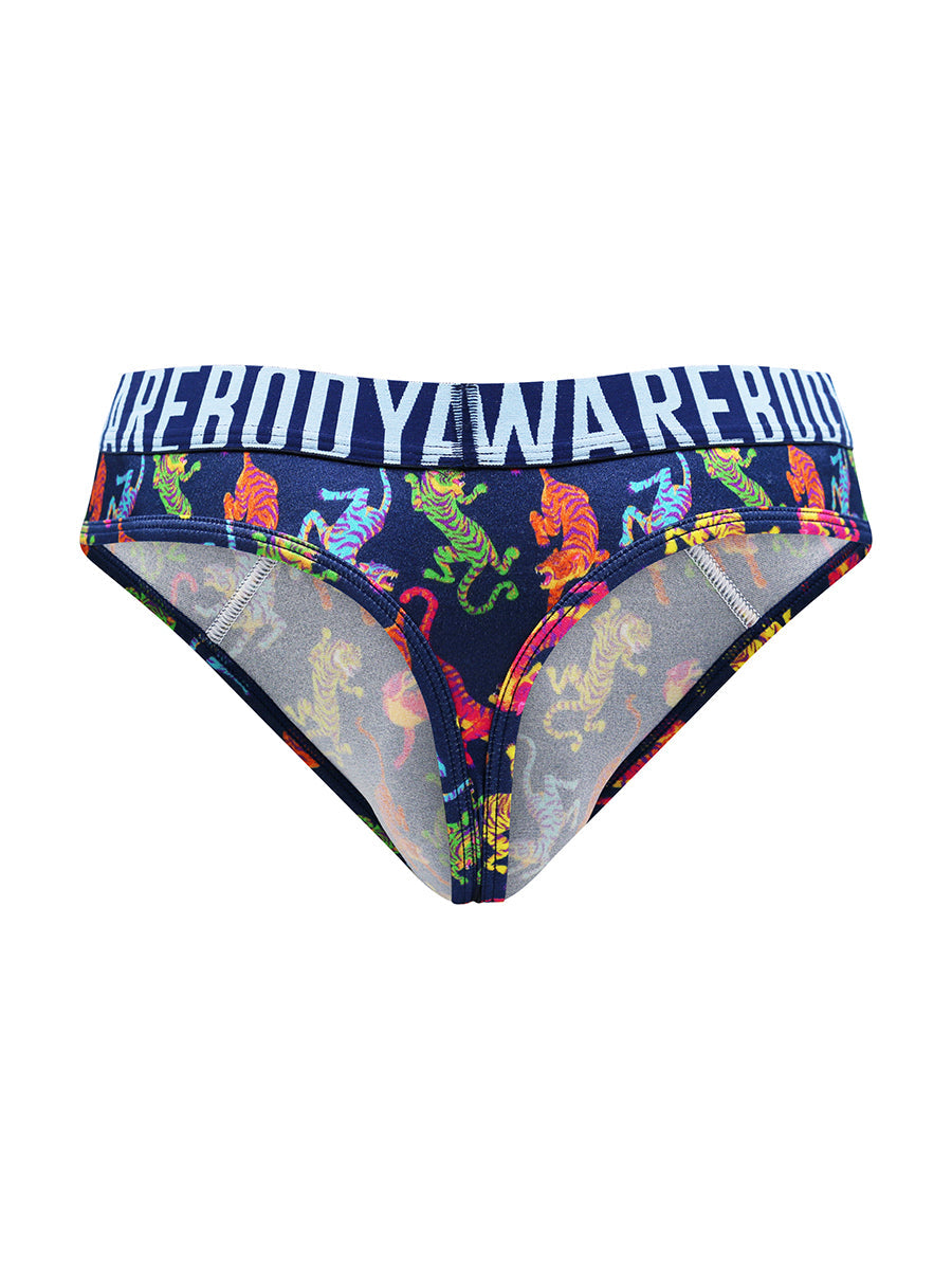Body Aware Luxe Satin Sport Thong in tiger print – men's satin sport thong