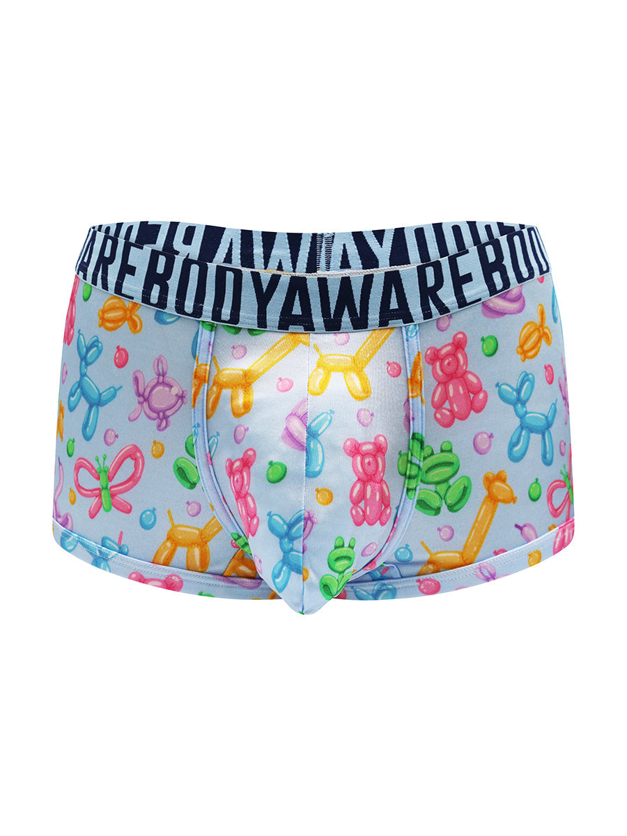 Body Aware Luxe Satin Sport Trunk in balloon animal print – men's satin trunk underwear