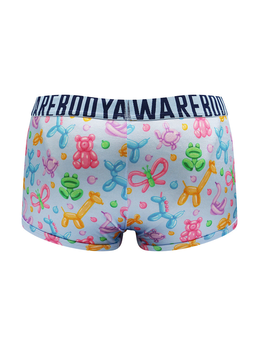 Body Aware Luxe Satin Sport Trunk in balloon animal print – men's satin trunk underwear