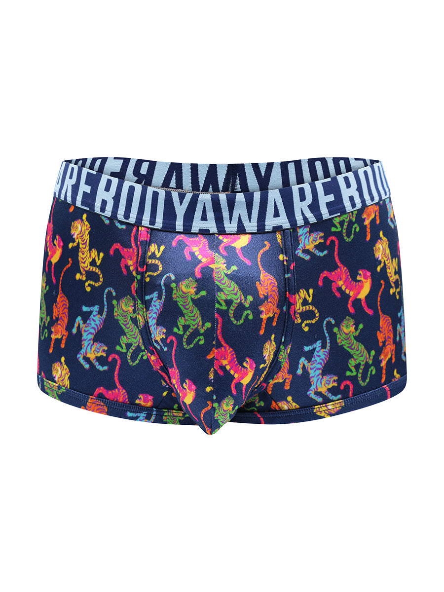 Body Aware Luxe Satin Sport Trunk in tiger print – men's satin trunk underwear