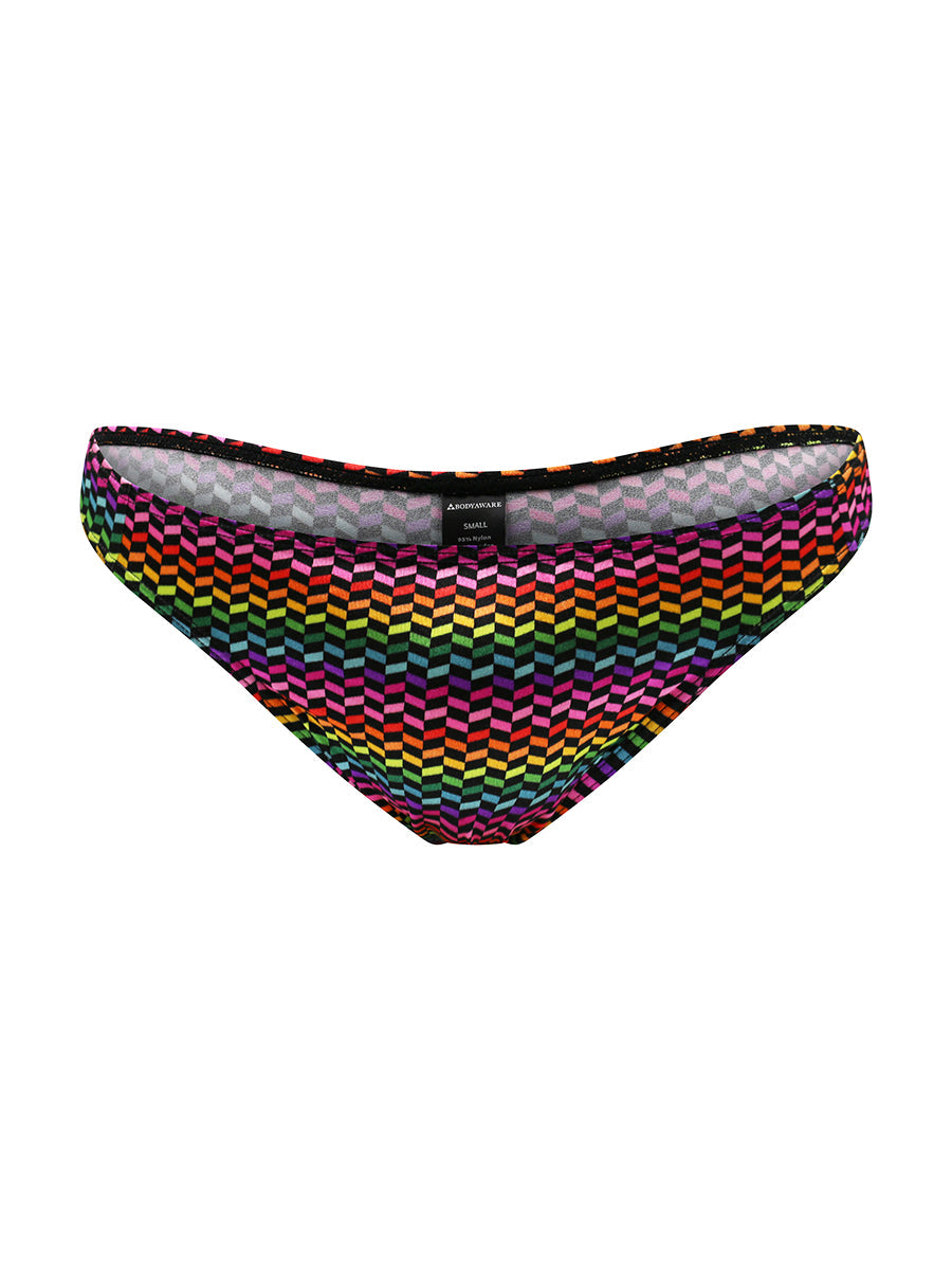 Body Aware Prism Satin Greek God Thong in rainbow – men's shiny satin underwear thong