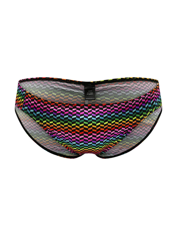 Body Aware Prism Satin Greek God Brief in rainbow – men's shiny satin underwear brief