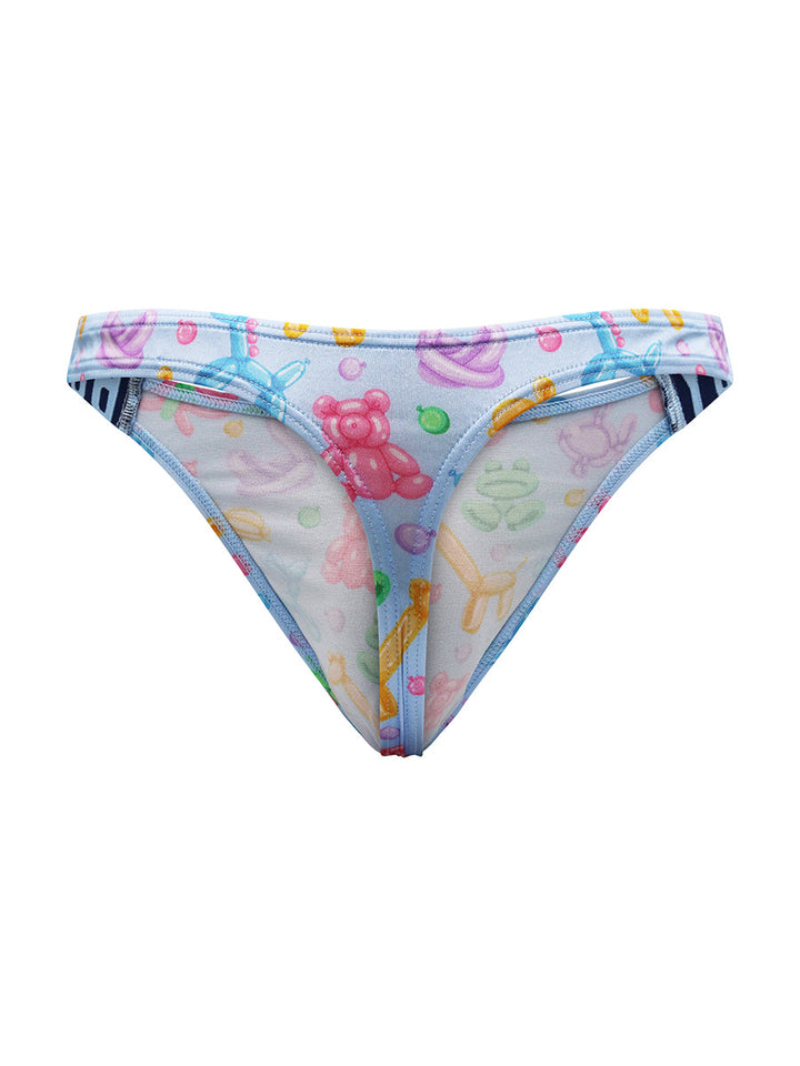 Body Aware Luxe Satin Dual Logo Thong in balloon animal print – men's satin dual logo thong