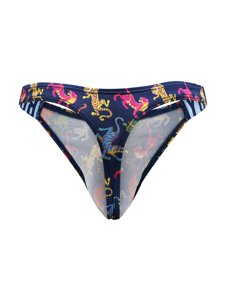 Body Aware Luxe Satin Dual Logo Thong in tiger print – men's satin thong dual logo