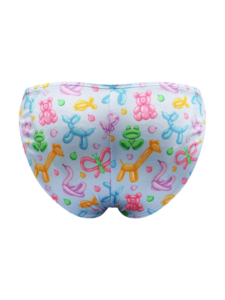 Body Aware Luxe Satin Dual Logo Brief in balloon animal print – men's satin dual logo brief