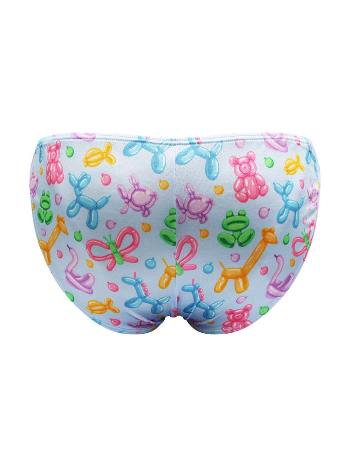 Body Aware Luxe Satin Logo Strap Brief in balloon animal print – men's satin brief