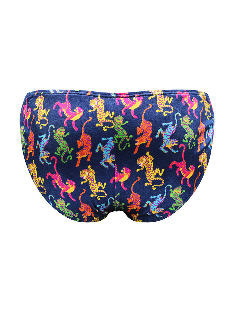 Body Aware Luxe Satin Logo Strap Brief in tiger print – men's satin brief with logo strap